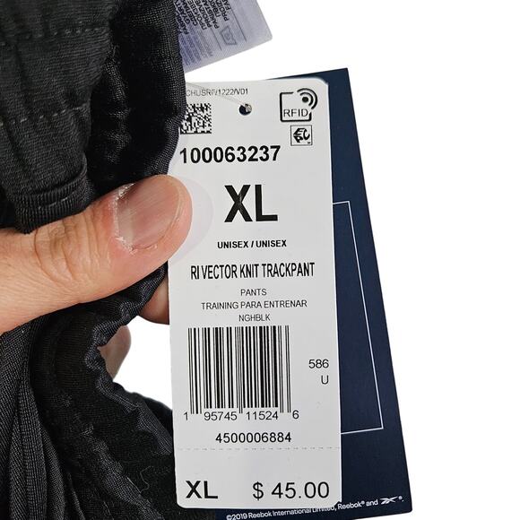 Reebok Men's XL Vector Track Pats Black Classic Athletic Training Joggers Gym - Picture 8 of 9